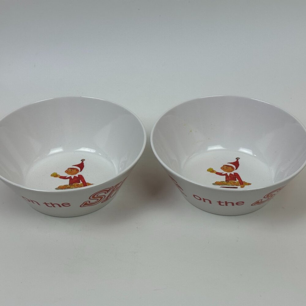 🎄🧝 2 Pottery Barn Kids Elf on the Shelf Melamine Bowls – Christmas Holiday